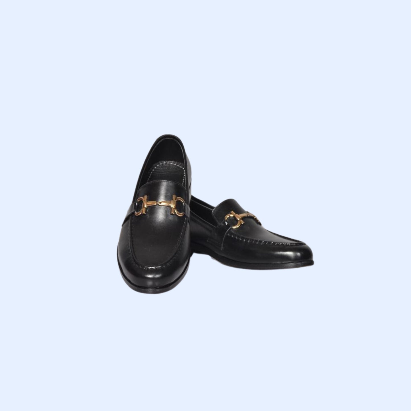 Black Horsebit Leather Loafers